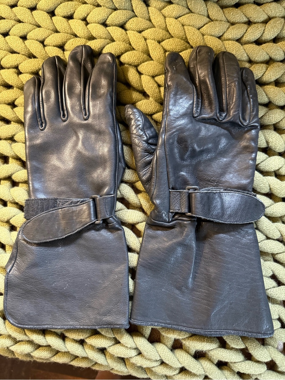Men's Black Leather Motorcycle Gloves